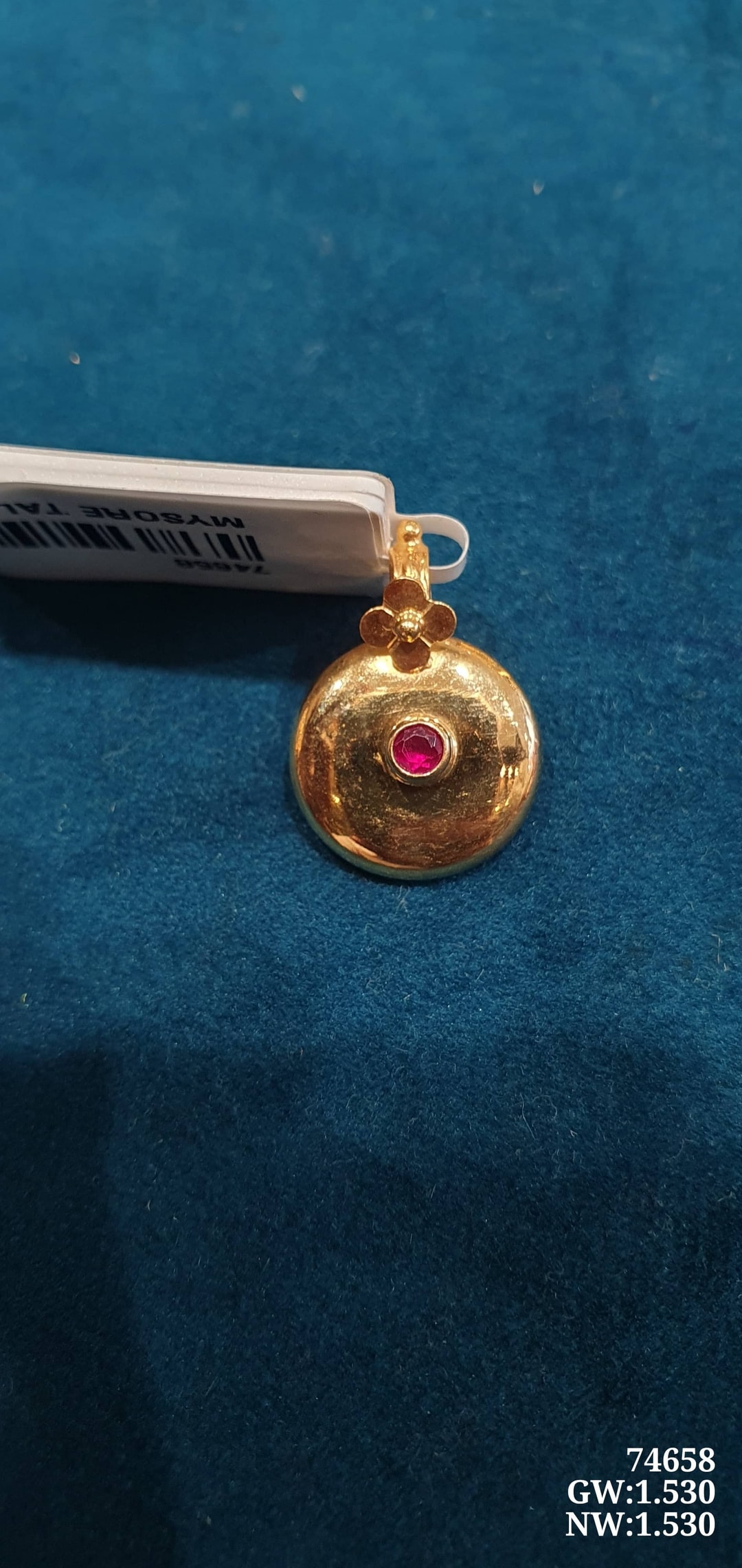 22K Mysore Tali Red Stone Thali